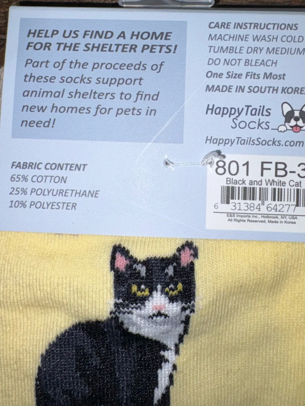 Happy Tails Yellow Cat Pattern Socks for Cat Lovers